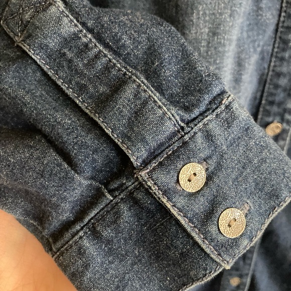 J. Jill Denim Button Down Shirt Dress W/ Pockets, Medium - Picture 4 of 10